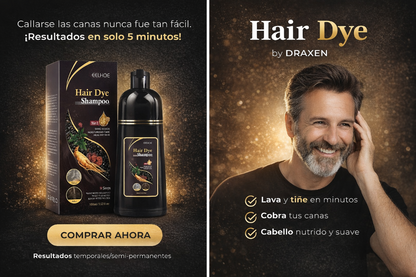 ⚜️Draxen Hair Dye Shampoo ⚜️ Devuelve el color natural a tu cabello mientras lo limpia y nutre en profundidad cubriendo las canas sin dañar el pelo.  Luce un cabello más joven, brillante y con aspecto totalmente natural desde los primeros lavados.